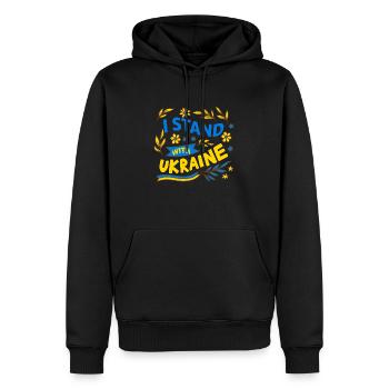 Ukraine 2023 - Ich unterstütze die Ukraine - Ukraine 2023 - Männer Premium Bio Hoodie - Schwarz - Vorne - Nico (187cm)