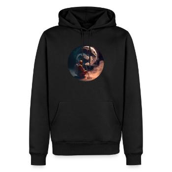 Astronaute fumant sur la Lune - Sweat à capuche Premium bio Homme - noir - Devant - Nico (187cm)