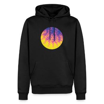 002 rund gelbpinkblau - Männer Premium Bio Hoodie - Schwarz - Vorne - Nico (187cm)