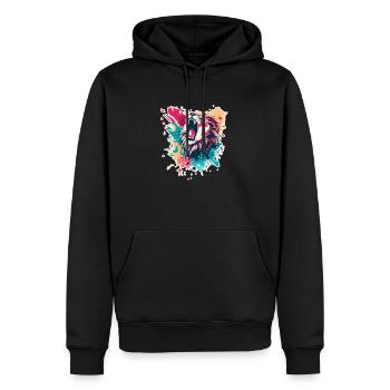 Lion - Sweat à capuche Premium bio Homme - noir - Devant - Nico (187cm)
