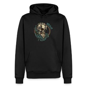 Viking Skull Totenkopf Wikinger - Men’s Premium Organic Hoodie - black - Front - Nico (187cm)