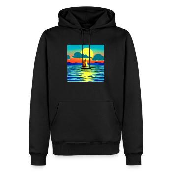 Sonnenuntergang mit Segelboot - Männer Premium Bio Hoodie - Schwarz - Vorne - Nico (187cm)