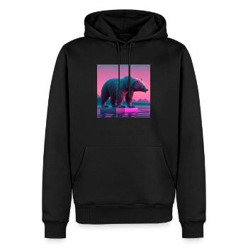 BÄR STATUE VAPORWAVE, moderne Kunst, Neon Farben - Männer Premium Bio Hoodie - Schwarz - Vorne - Nico (187cm)