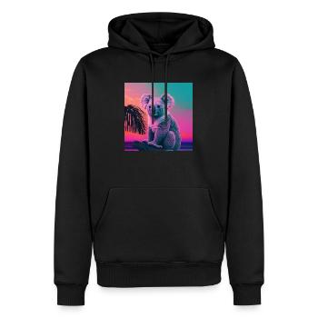 KOALA VAPORWAVE, moderne Kunst, Neon Farben - Männer Premium Bio Hoodie - Schwarz - Vorne - Nico (187cm)
