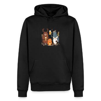 Drôle de motif de bière avec des animaux de la forêt - Sweat à capuche Premium bio Homme - noir - Devant - Nico (187cm)