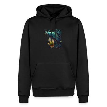 Brochet cool avec motif de bière pour les pêcheurs - Sweat à capuche Premium bio Homme - noir - Devant - Nico (187cm)