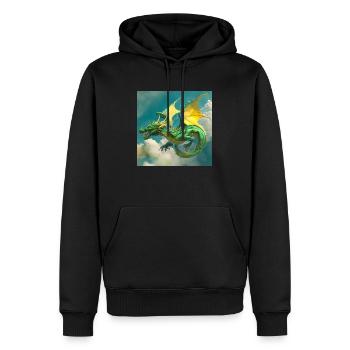 Mike FOX Drache1a - Männer Premium Bio Hoodie - Schwarz - Vorne - Nico (187cm)