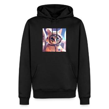 Asteonaut Katze im Weltall - Männer Premium Bio Hoodie - Schwarz - Vorne - Nico (187cm)