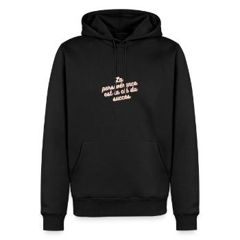 La persévérance est la clé du succès - Sweat à capuche Premium bio Homme - noir - Devant - Nico (187cm)