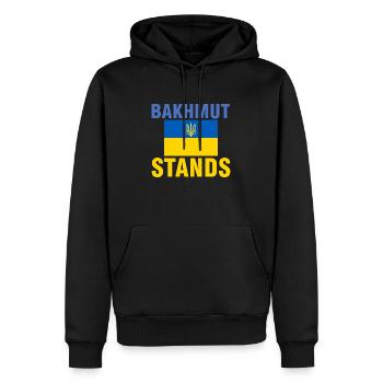 Bakhmut, Ukraine - Ukrainian - Bakhmut Satnds - Sweat à capuche Premium bio Homme - noir - Devant - Nico (187cm)