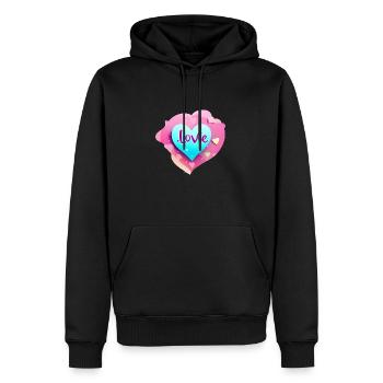 Saint-Valentin Fiançailles Mariage Fête des mères Amour - Sweat à capuche Premium bio Homme - noir - Devant - Nico (187cm)