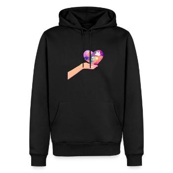 Mariage Fête des mères Saint-Valentin Fiançailles Amour - Sweat à capuche Premium bio Homme - noir - Devant - Nico (187cm)
