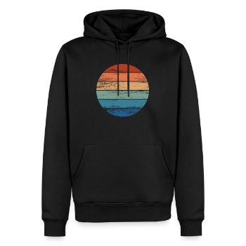 Retro Regenbogen Rainbow Kreis Distressed - Männer Premium Bio Hoodie - Schwarz - Vorne - Nico (187cm)
