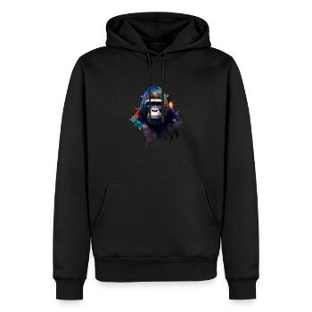 Gorille Abstrait n°2 - Sweat à capuche Premium bio Homme - noir - Devant - Nico (187cm)