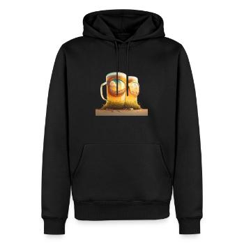 Deux bières avec des lunettes de soleil sur la plage - Sweat à capuche Premium bio Homme - noir - Devant - Nico (187cm)