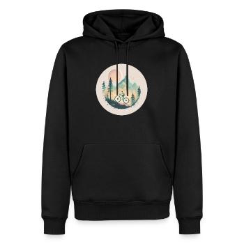 Vélo et Montagne en Couleurs Pastel - Sweat à capuche Premium bio Homme - noir - Devant - Nico (187cm)