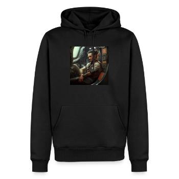 inside spaceship - Sweat à capuche Premium bio Homme - noir - Devant - Nico (187cm)