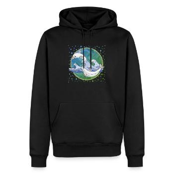 Delphine - Männer Premium Bio Hoodie - Schwarz - Vorne - Nico (187cm)