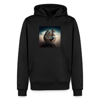Paysage du monde n°1 - Sweat à capuche Premium bio Homme - noir - Devant - Nico (187cm)