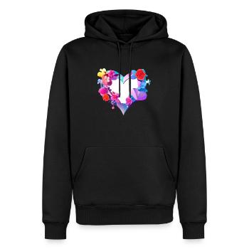 Saint-Valentin Fête des mères Mariage Amoureuse Fiançailles - Sweat à capuche Premium bio Homme - noir - Devant - Nico (187cm)