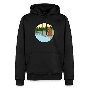 Ours pêcheur - Sweat à capuche Premium bio Homme - noir - Devant - Nico (187cm)