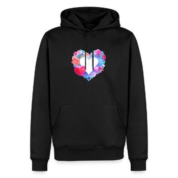 Saint-Valentin Fiançailles Mariage Amour Fête des mères - Sweat à capuche Premium bio Homme - noir - Devant - Nico (187cm)