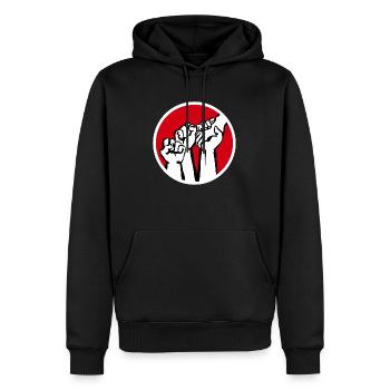 Fäuste1b - Männer Premium Bio Hoodie - Schwarz - Vorne - Nico (187cm)