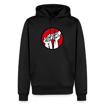 fäuste1c - Männer Premium Bio Hoodie - Schwarz - Vorne - Nico (187cm)