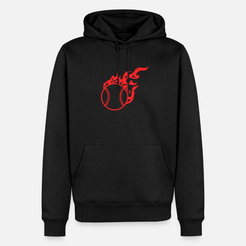 Baseball On Fire rot - Männer Premium Bio Hoodie - Schwarz
