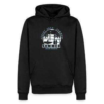 Neon Anime Retro Vintage Cool Pink NGE - Männer Premium Bio Hoodie - Schwarz - Vorne - Nico (187cm)