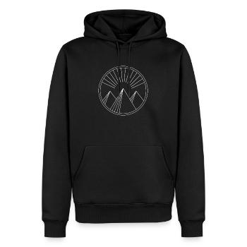 Monts Emblem - Sweat à capuche Premium bio Homme - noir - Devant - Nico (187cm)