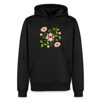 Flowers - Men’s Premium Organic Hoodie - black - Front - Nico (187cm)