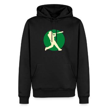 Cooles Baseball Logo grün beige - Männer Premium Bio Hoodie - Schwarz - Vorne - Nico (187cm)