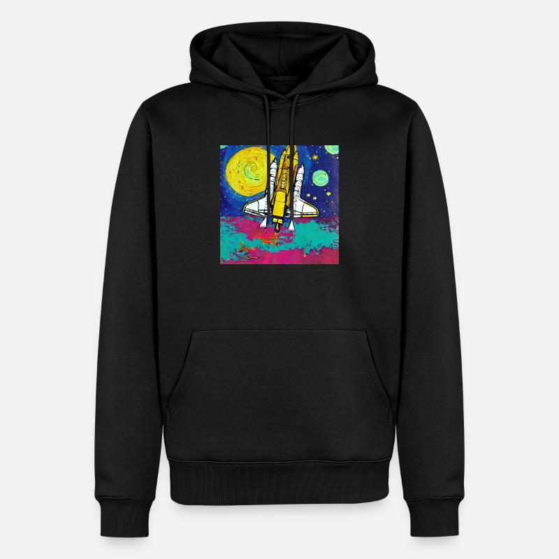 navette spatiale van gogh - Sweat à capuche Premium bio Homme - noir