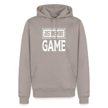 Just One More Game - Men’s Premium Organic Hoodie - taupe - Front - Nico (187cm)
