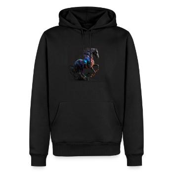 Feuriges Pferd Nr. 14 - Männer Premium Bio Hoodie - Schwarz - Vorne - Nico (187cm)