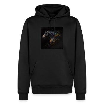 Cheval fougueux n°17 - Sweat à capuche Premium bio Homme - noir - Devant - Nico (187cm)