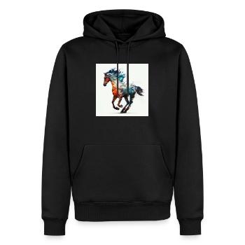 Cheval fougueux n°9 - Sweat à capuche Premium bio Homme - noir - Devant - Nico (187cm)