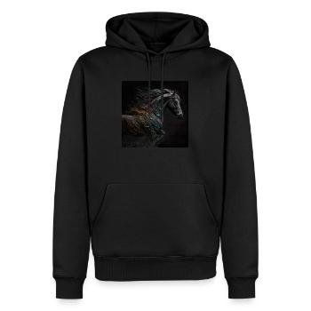 Cheval fougueux n°6 - Sweat à capuche Premium bio Homme - noir - Devant - Nico (187cm)