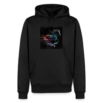 Cheval fougueux n°2 - Sweat à capuche Premium bio Homme - noir - Devant - Nico (187cm)