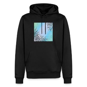 Rose background - Men’s Premium Organic Hoodie - black - Front - Nico (187cm)