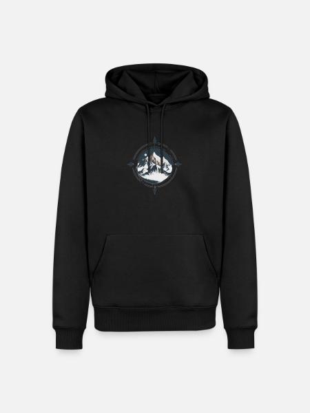 Boussole minimaliste avec montagnes - Sweat à capuche Premium bio Homme - noir
