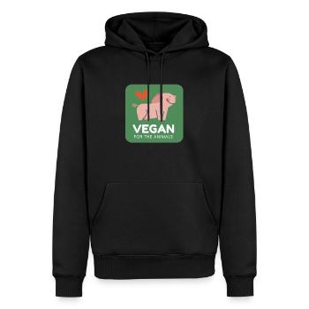 Vegan for animals - Men’s Premium Organic Hoodie - black - Front - Nico (187cm)