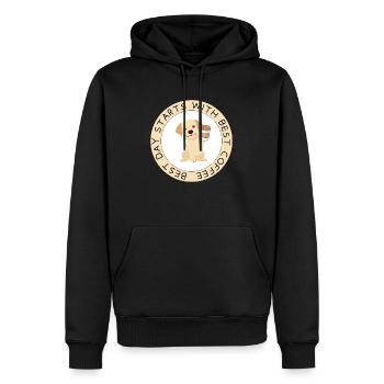 Cute Labrador Retriever with coffee - Männer Premium Bio Hoodie - Schwarz - Vorne - Nico (187cm)