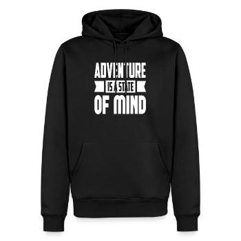L’aventure est un état d’ - Sweat à capuche Premium bio Homme - noir - Devant - Nico (187cm)