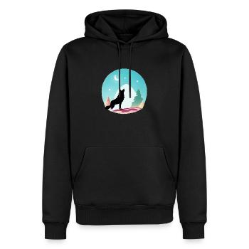 Wolf - Männer Premium Bio Hoodie - Schwarz - Vorne - Nico (187cm)