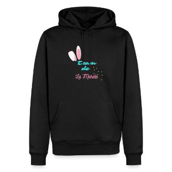 "Team La Mariée Lapin" - Pour un mariage adorable - Sweat à capuche Premium bio Homme - noir - Devant - Nico (187cm)