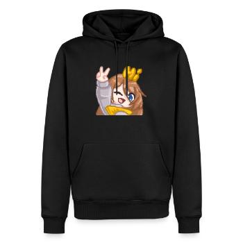 PillowG1rl Emote mit Hi und Peace-Zeichen - Männer Premium Bio Hoodie - Schwarz - Vorne - Nico (187cm)