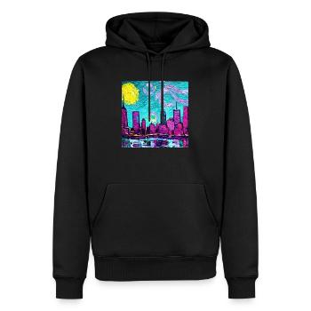 New York city van gogh - Sweat à capuche Premium bio Homme - noir - Devant - Nico (187cm)