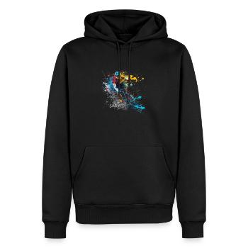 Cycliste - Sweat à capuche Premium bio Homme - noir - Devant - Nico (187cm)